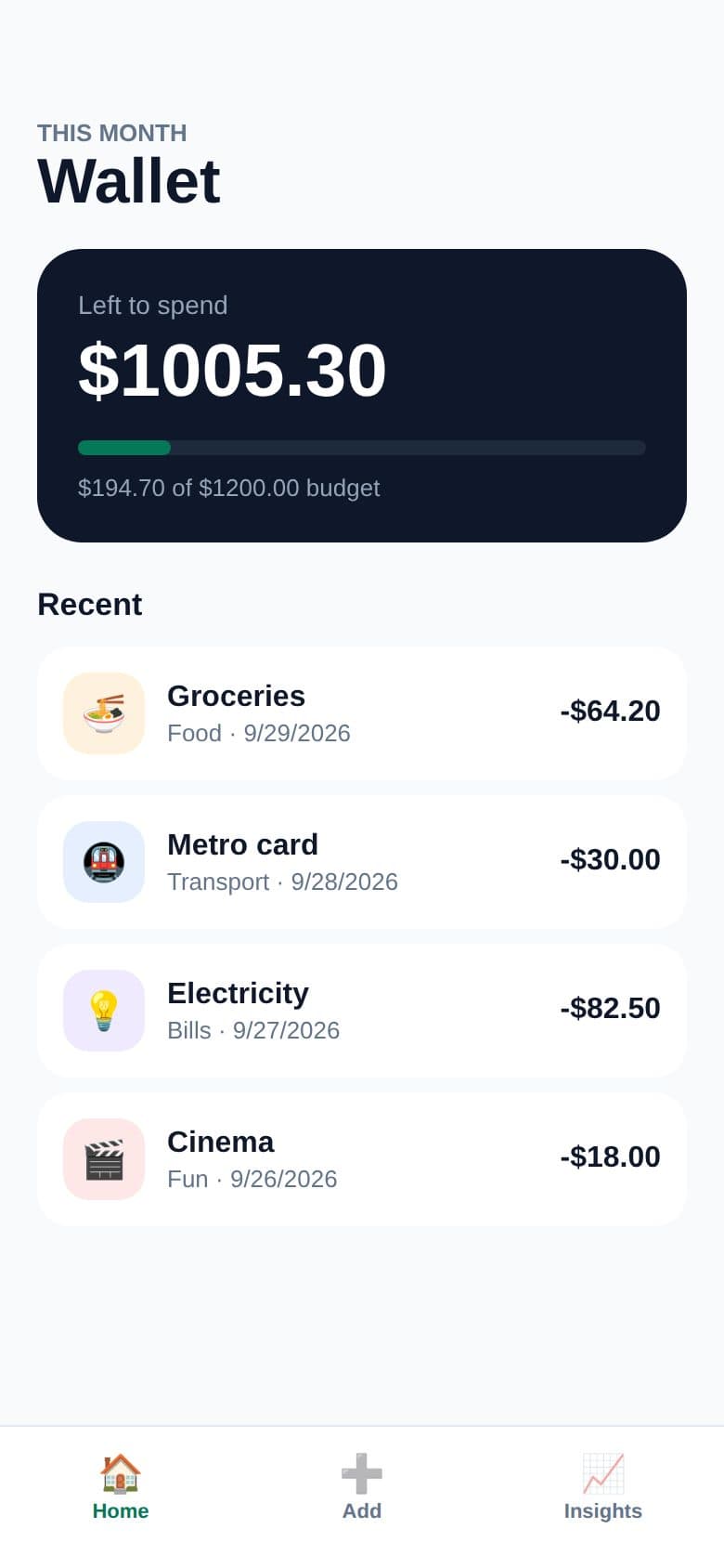 Budget app made with Appmaker