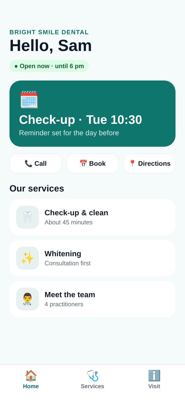 Clinic or dentist app