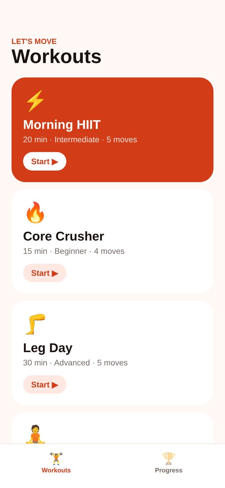 Home workouts app