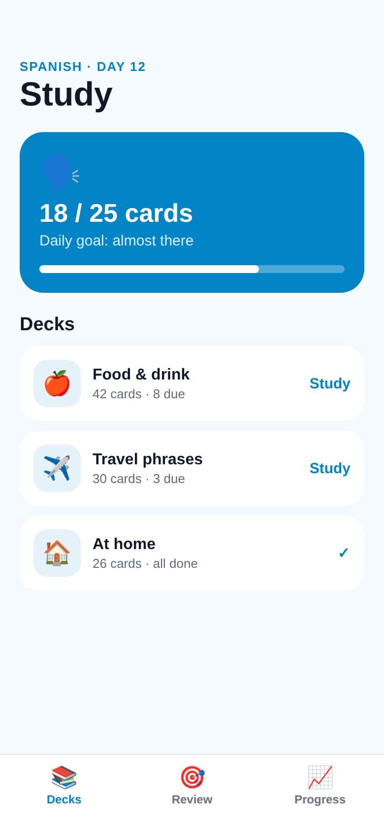 Language flashcards app