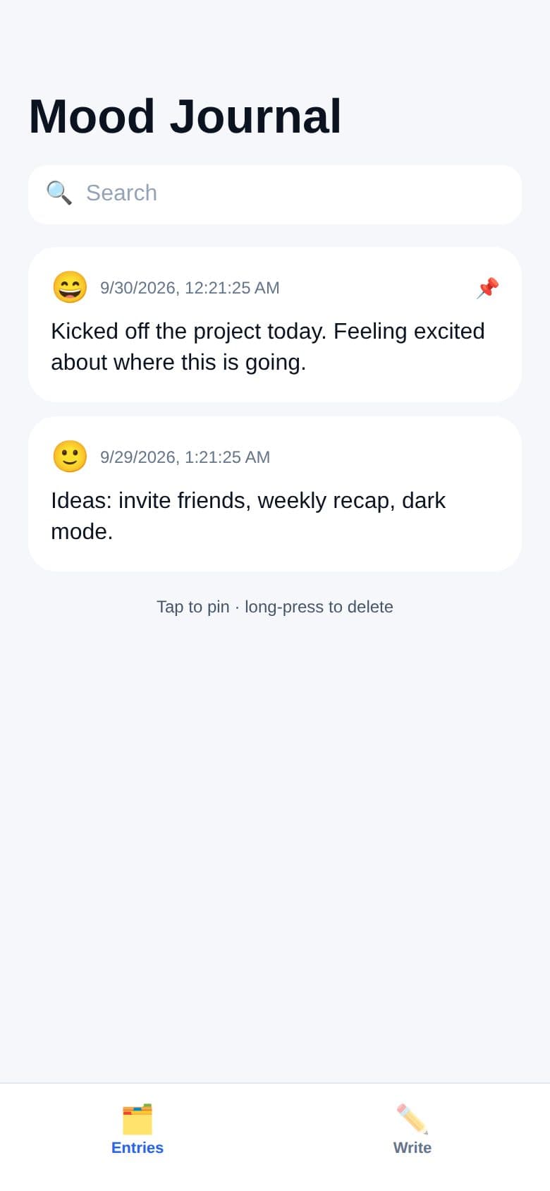 Mood journal app